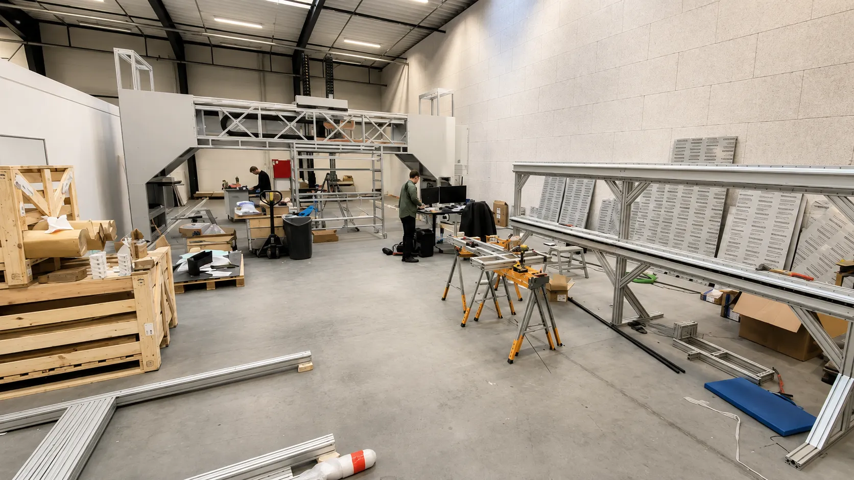 Montage af gantry-celle i Gantio Robotics' værksted i Tommerup