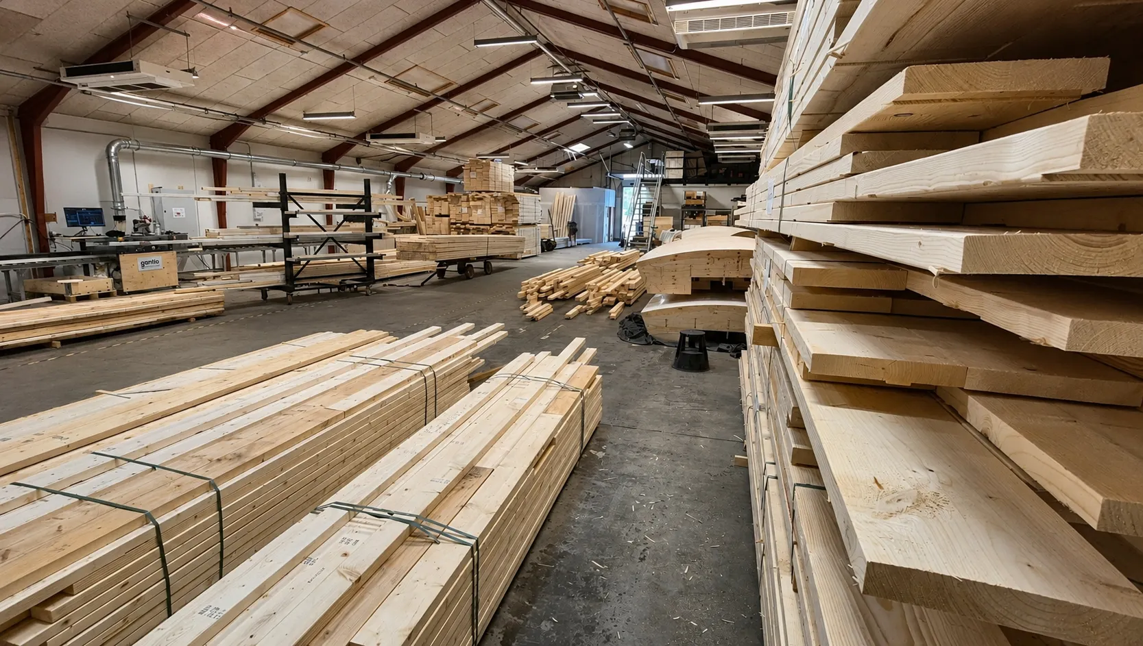 Fræst træform på produktionsgulvet i Tommerup